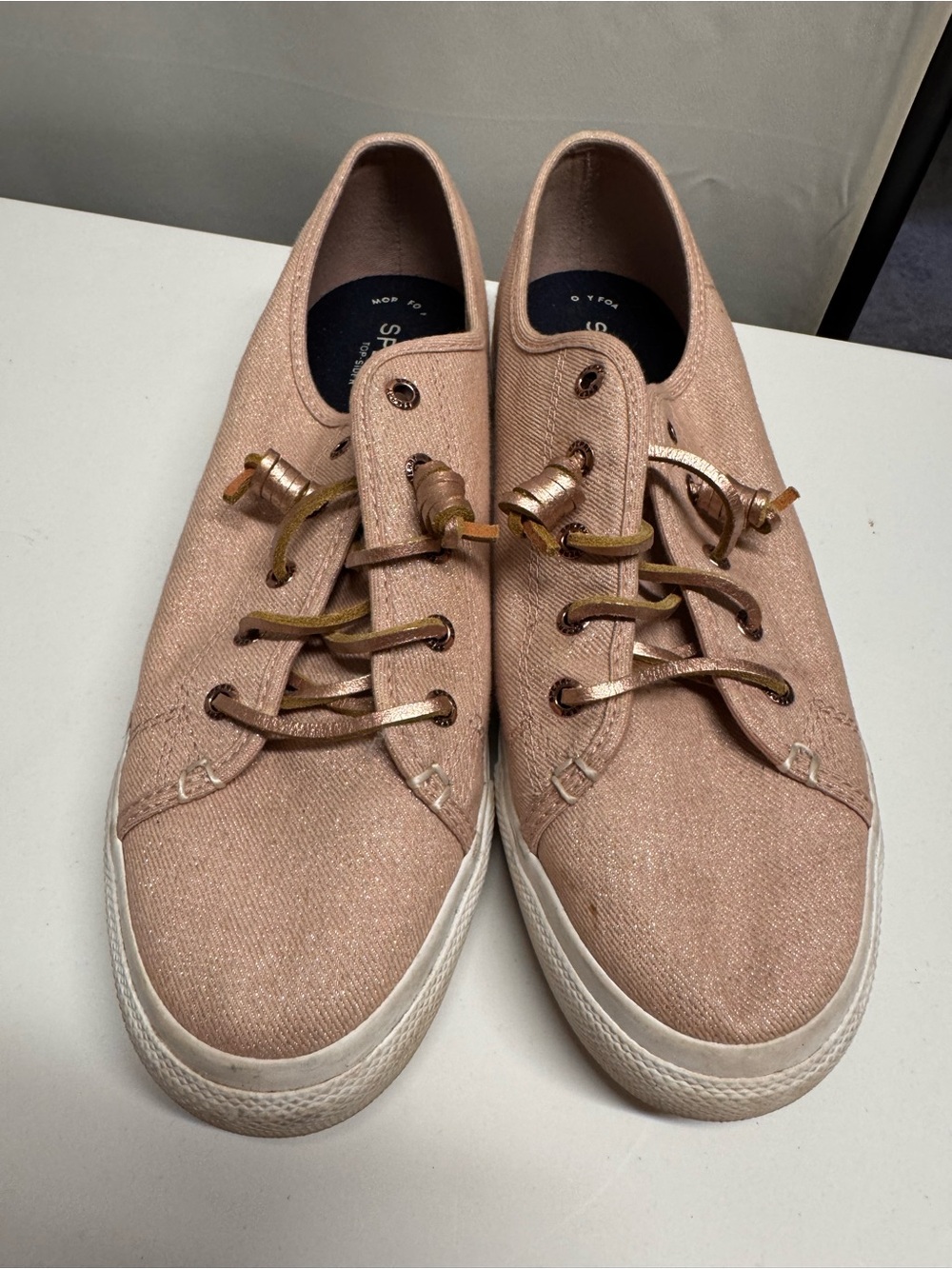 Sperry Metallic Blush Pink Canvas Sneakers